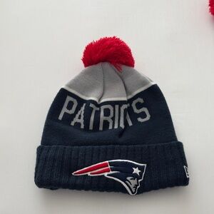 NFL New England Patriots Knit Pom Beanie - Navy, Gray & Red
